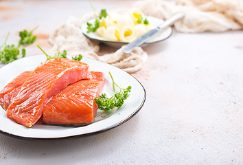 Image showing salmon fish and butter 