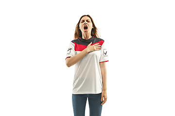 Image showing egyptian fan celebrating on white background