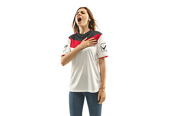 Image showing egyptian fan celebrating on white background