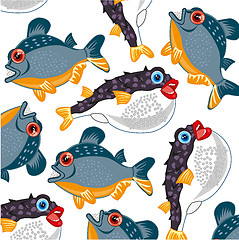 Image showing Dangerous and poisonous river and sea fish pattern