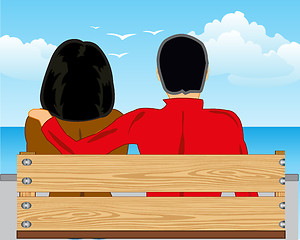 Image showing Pair man and woman sit on bench