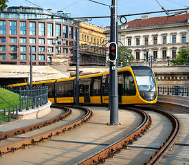 Image showing Yellow tram in Budapest