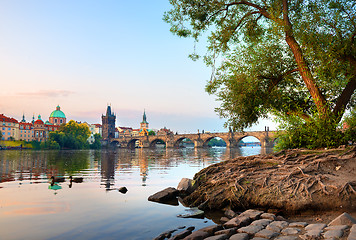 Image showing Charles bridge at dawn