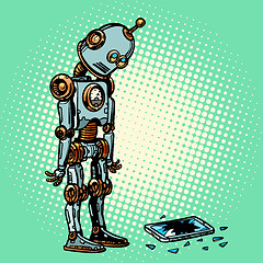 Image showing Robot and broken phone screen