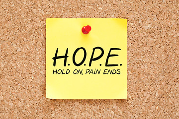 Image showing Hold On Pain Ends Hope Concept