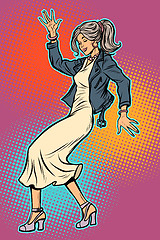 Image showing girl in elegant dress. woman disco dance