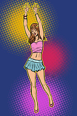 Image showing teen girl in mini skirt. woman disco dance