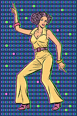 Image showing girl in pantsuit. woman disco dance