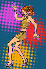 Image showing girl in sexy dress, woman disco dance
