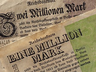 Image showing Eine und Zwei Million Mark (One and Two Million Mark) notes