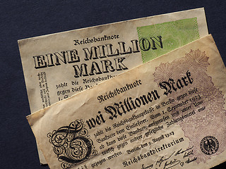 Image showing Eine und Zwei Million Mark (One and Two Million Mark) notes