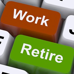 Image showing Work Or Retire Signpost Shows Choice Of Working Or Retirement