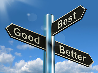 Image showing Good Better Best Signpost Representing Ratings And Improvements