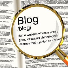 Image showing Blog Definition Magnifier Showing Website Blogging Or Blogger