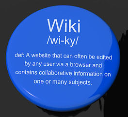 Image showing Wiki Definition Button Showing Online Collaborative Community En