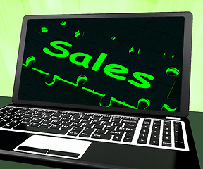 Image showing Sales On Laptop Showing Promotions
