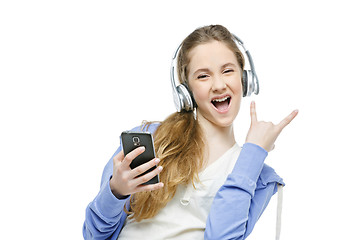 Image showing Teen age girl with headphones