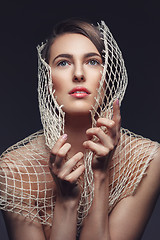 Image showing Beautiful girl with net