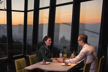 Image showing Couple on a romantic dinner at the restaurant