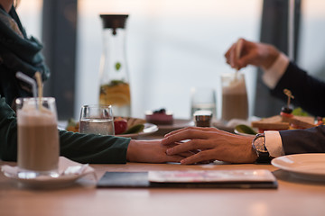 Image showing Couple on a romantic dinner at the restaurant