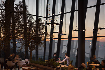 Image showing Couple on a romantic dinner at the restaurant