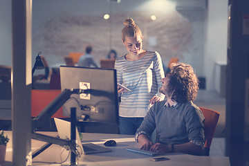 Image showing young designers in the night office