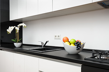 Image showing Modern classic black and white kitchen