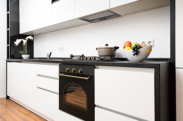 Image showing Modern classic black and white kitchen