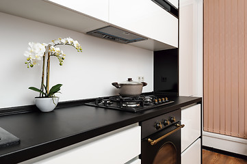 Image showing Modern classic black and white kitchen