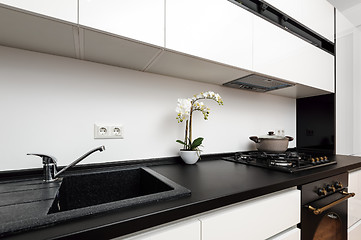 Image showing Modern classic black and white kitchen