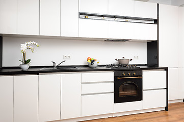 Image showing Modern classic black and white kitchen