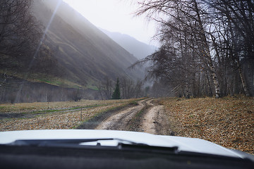 Image showing Road trip through the nature of Europe. Car point of view