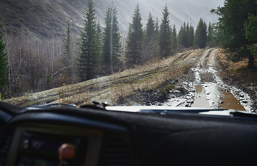 Image showing Road trip through the nature of Europe. Car point of view