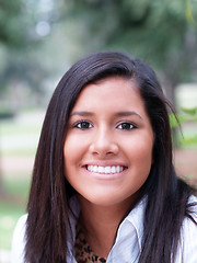 Image showing Outdoor portrait of young hispanic teen girl