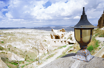 Image showing Street lamp at observation platform in Cappadocia