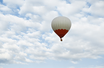 Image showing One hot air balloon flying in the sky