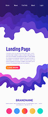 Image showing Landing page design template. Wave origami paper cut style. Can be used for ui, web, print design. Vector