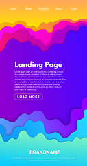 Image showing Landing page design template. Wave origami paper cut style. Can be used for ui, web, print design. Vector
