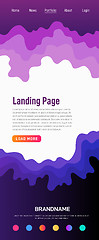 Image showing Landing page design template. Wave origami paper cut style. Can be used for ui, web, print design. Vector