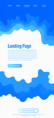 Image showing Landing page design template. Wave origami paper cut style. Can be used for ui, web, print design. Vector