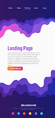 Image showing Landing page design template. Wave origami paper cut style. Can be used for ui, web, print design. Vector