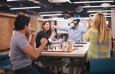 Image showing Young Multiethnic Business team using virtual reality headset