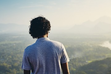 Image showing Man contemplation at the sunset