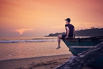 Image showing Contemplation during beautiful sunrise