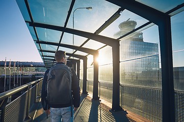 Image showing Airport at sunset