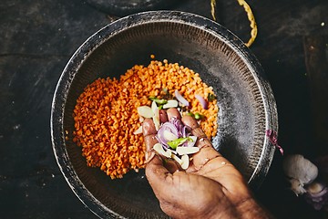 Image showing Preparation rice and curry meal