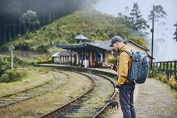 Image showing Mountains railway station in clouds