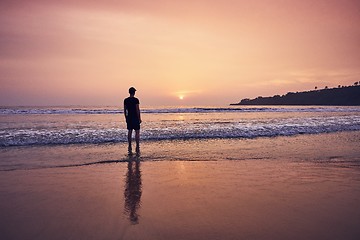 Image showing Contemplation during beautiful sunrise