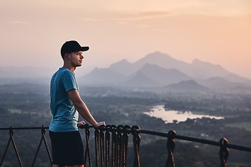 Image showing Man contemplation at the sunset