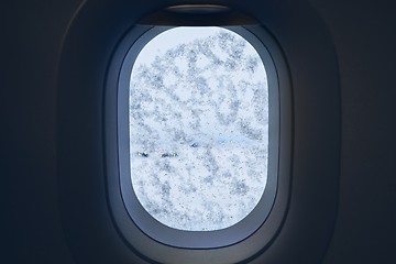 Image showing Snowing at the airport